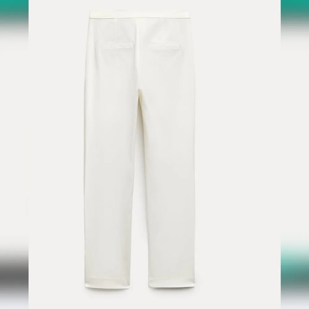 Zara ZW Collection White Tailored Stretch Ankle Cropped Pants NWT Size S